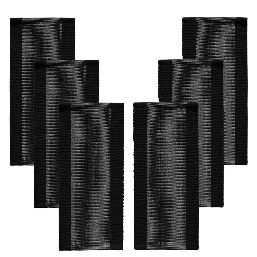 GLEAM Dining Table Mats 6 Piece Machine Washable (Black Place-mats)