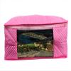 Sunesh Creation Pack of 3 Pink with White Polka Dots Print Clothes/Lehenga/Saree Cover Bag with Zip Closure for Storage and Gift Purpose (41x33x23cm) view 3