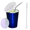 Swabs Stainless Steel Air Tight Glass with Sipper Lid & Straw with Extra Travel Lid for Kids, Silver 300ml view 4