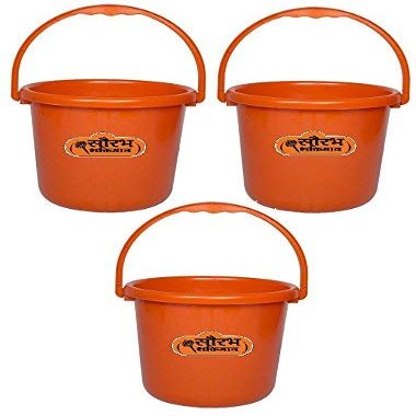 Bharat Sales Corp.Plastic Unbreakable Bucket, 10 L (Orange, Standard Size) - Set of 3