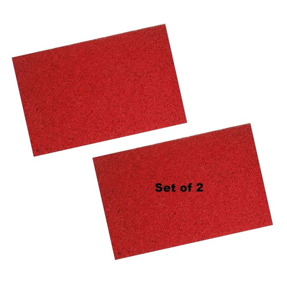 Viihaa PVC Cushion Dirt Rub Off Mesh Entrance Doormat | Foot Mat with Anti-Slip Rubber Backing | Door Mat for Home, Bedroom, Bathroom, Offices, Restaurants, Hospitals & Shops (Set of 2) (Red, 16x24)