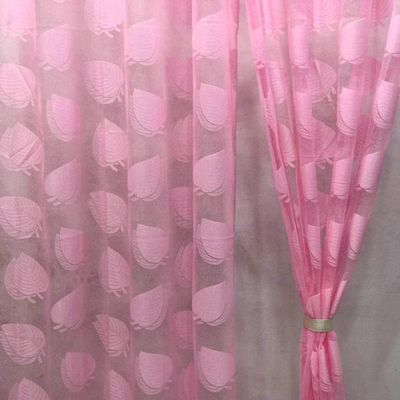 Homefab India Sheer Long Door Curtain - Semi Transparent Curtain (9ft, Pink) -1 Piece