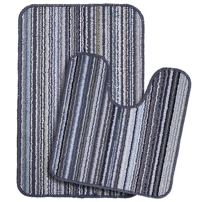 Saral Home Microfiber Bathmat with Contour Set -(Black, 40X60 CM)
