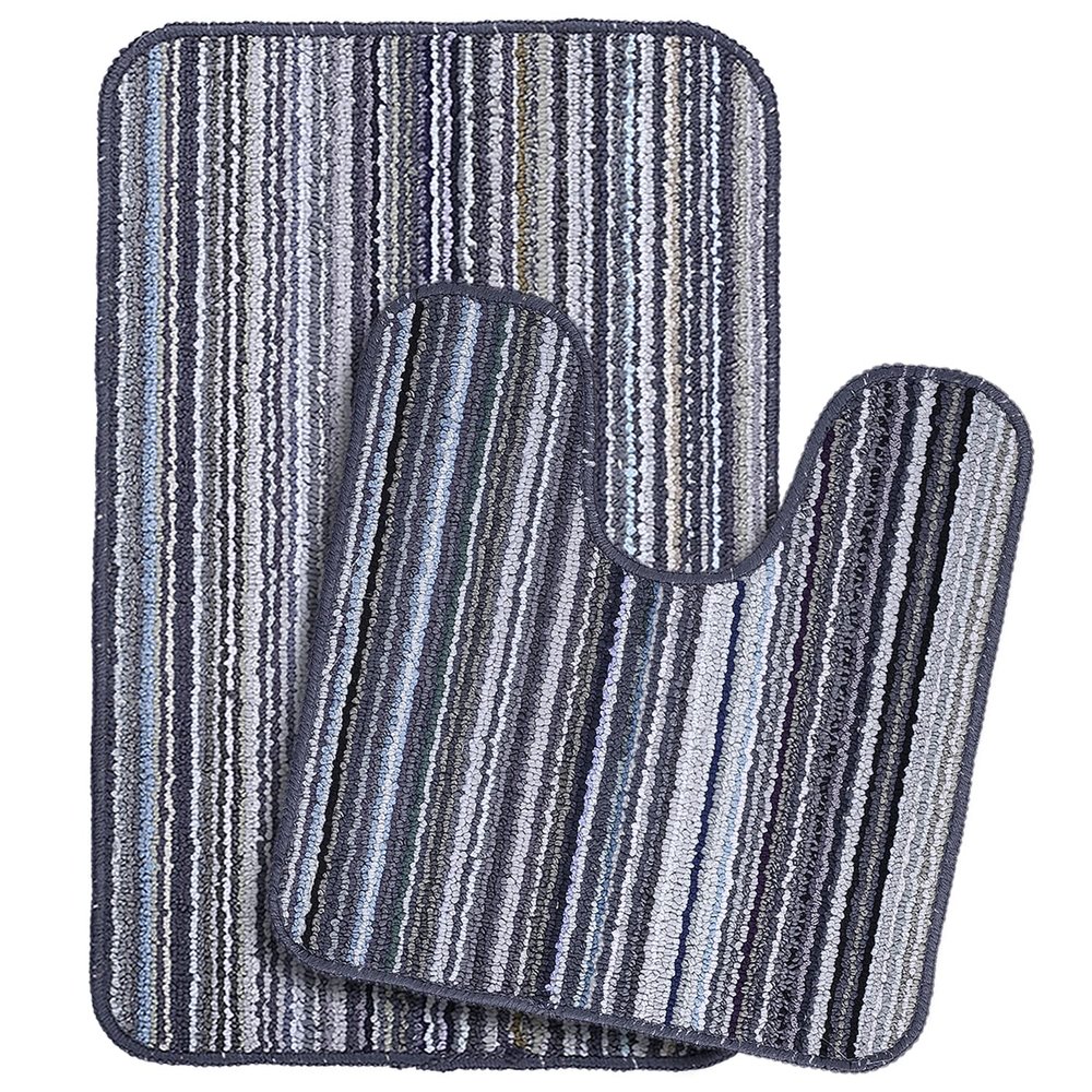 Saral Home Microfiber Bathmat with Contour Set -(Black, 40X60 CM)