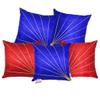 indoAmor Stripes Pattern Silk Cushion Covers (Blue & Red, 16x16 inches) - Set of 5 Pieces view 1