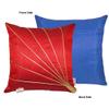 indoAmor Stripes Pattern Silk Cushion Covers (Blue & Red, 16x16 inches) - Set of 5 Pieces view 3