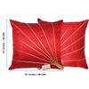 indoAmor Stripes Pattern Silk Cushion Covers (Blue & Red, 16x16 inches) - Set of 5 Pieces view 4