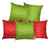 indoAmor Stripes Pattern Silk Cushion Covers (Green & Red, 16x16 inches) - Set of 5 Pieces view 1