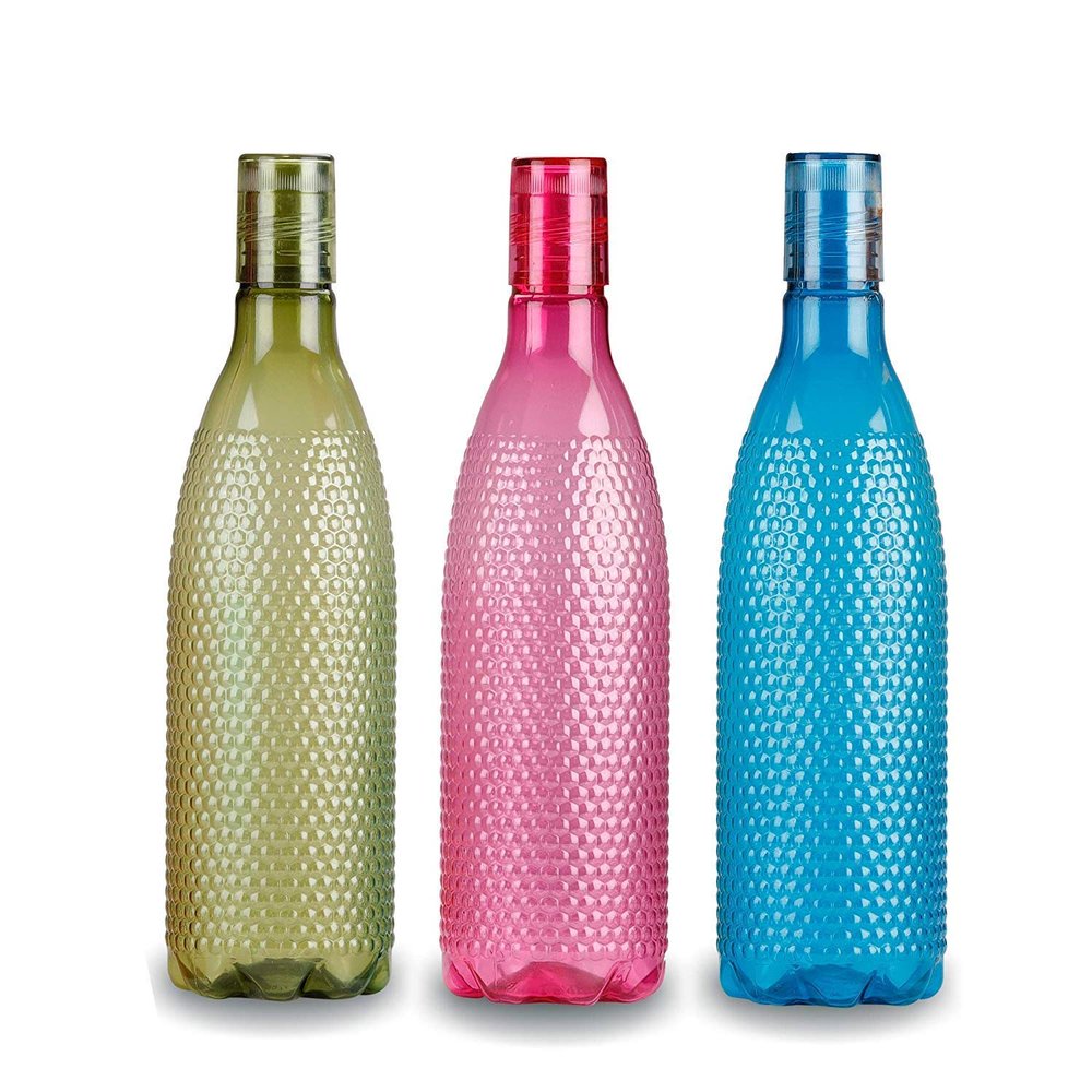 Prime hub Plastic Water Bottles | Fridge Bottles | Water Bottle Set for Fridge, Home and Office (, 1L, Checkered Pattern, Multicolour) (4)
