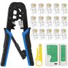 FEDUS RJ45 Crimping Tool Kit, Crimping Tool rj45 Crimping Machine for Cat6A Cat5E Cat5 RJ45 Ethernet tool kit, 100PCS rj45 Connector, Network Lan Tester, Cut and Strip Tool view 1