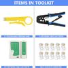 FEDUS RJ45 Crimping Tool Kit, Crimping Tool rj45 Crimping Machine for Cat6A Cat5E Cat5 RJ45 Ethernet tool kit, 100PCS rj45 Connector, Network Lan Tester, Cut and Strip Tool view 2