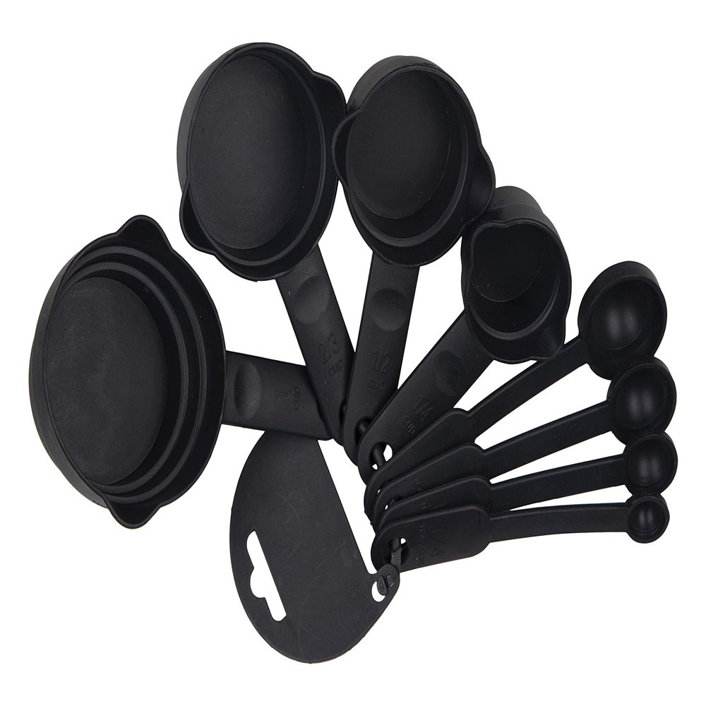 Freshome Plastic 8 Piece Measuring Cups and Spoons for Kitchen Cake Baking and Cooking Teaspoon Tablespoon Spoon Accessories Tools Set