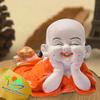 Mariner's Creation Polyresin Cute Baby Monk Laughing Buddha Showpiece - Orange | Best for Home Dcor, Vastu, Good Luck, Home Decoration, Car, Decorative Item, Gifts, Positive Vibes Energy view 1