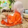 Mariner's Creation Polyresin Cute Baby Monk Laughing Buddha Showpiece - Orange | Best for Home Dcor, Vastu, Good Luck, Home Decoration, Car, Decorative Item, Gifts, Positive Vibes Energy view 3
