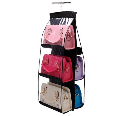 Vroxy 6 Pocket Large Clear Purse Handbag Hanging Storage Bag Organizer Closet Tidy Closet Organizer Wardrobe Rack Hanger Holder for Fashion Handbag Purse (Assorted)