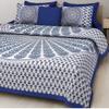 Homeliving Cotton Sanganeri Classic abstract Printed Jaipuri Double Bed Sheets with 2 Pillow Cover (Blue, 90 X 100 Size) view 1