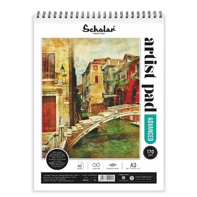 Scholar Artist Pad - Advanced (A3) (170 GSM, Natural Shade Cartridge Paper, Wiro Bound)