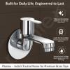 Plantex Pure Brass FLO-801 Bib Cock Water Tap with Water Saving Aerator/Dual Bib Tap with Brass Wall Flange & Teflon Tape for Washbasin with 7-Year Warranty (Mirror Chrome) view 3