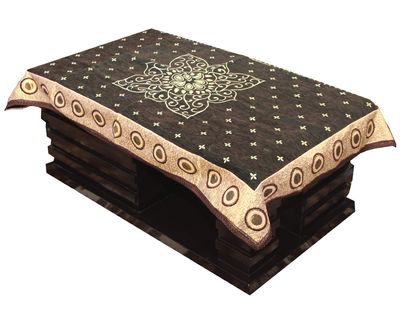 Heart Home Velvet 4 Seater Center Table Cover (Brown) CTHH8034