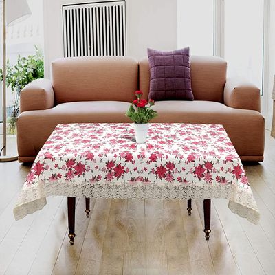 Heart Home PVC 4 Seater Center Table Cover (Cream) 40 x 60 Inches CTHH8037