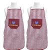 Heart Home Checkered Design Cotton 2 Pieces Waterproof Apron with Front Pocket (Maroon) CTHH01741 view 1