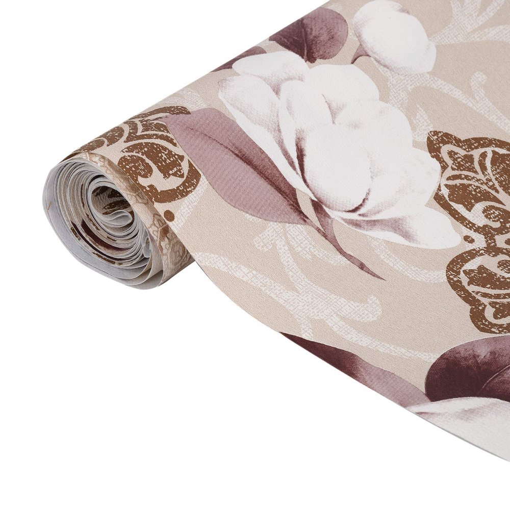 Heart Home Flower Design PVC Wardrobe Kitchen Drawer Cupboard Cabinet Shelf Mat, Shelf Liner 5 Mtr (Cream) - CTHH7047