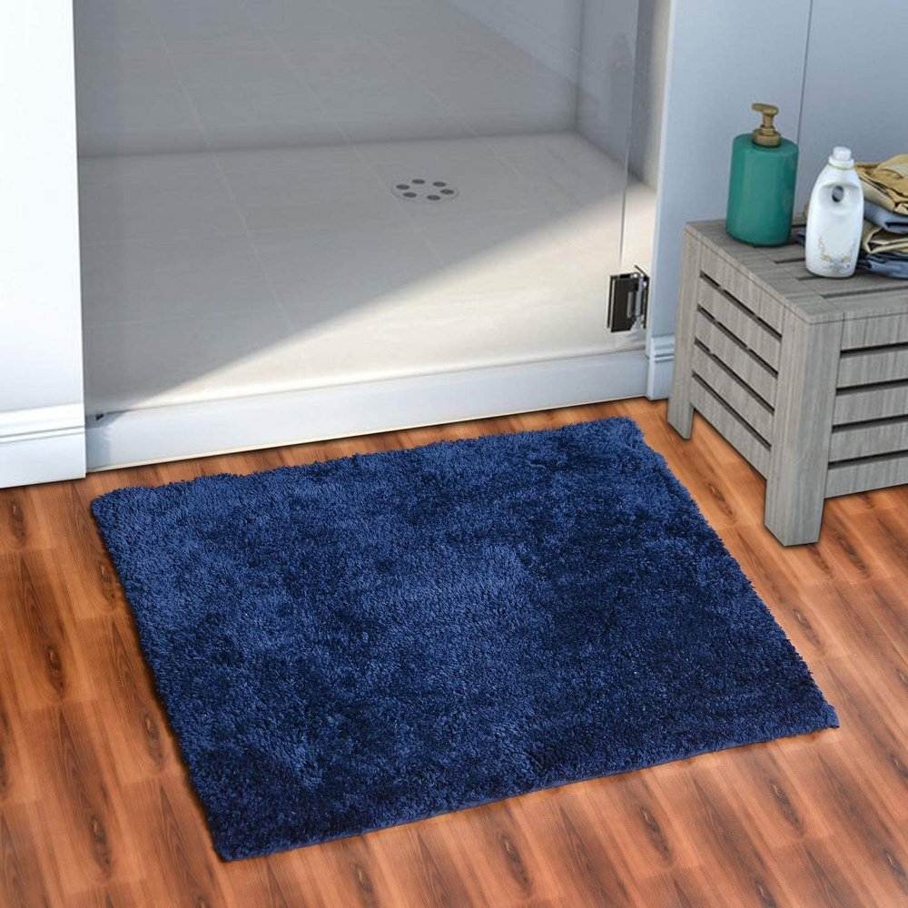 AEROHAVEN Solid Modern Bath Mat (Navy, Microfiber, 50 cm x 80 cm)