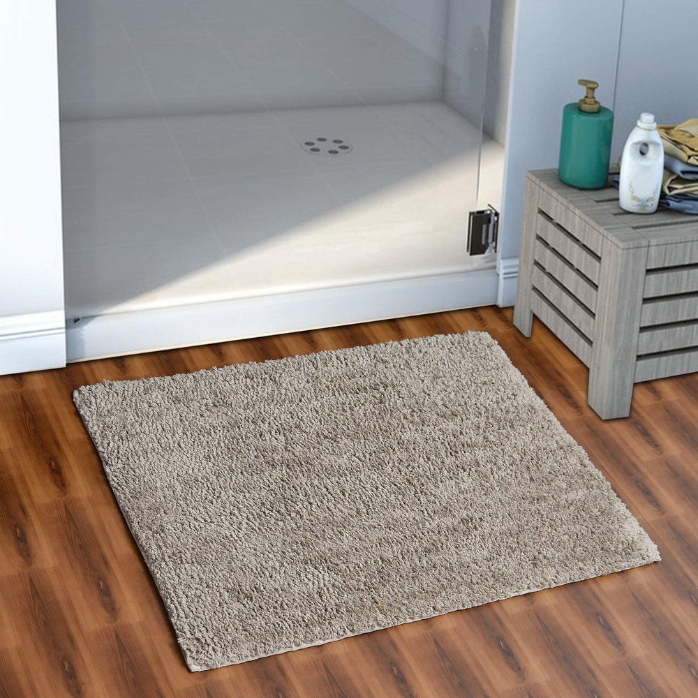 AEROHAVEN Solid Modern Anti Slip Bathmat (Taupe, Microfiber, 50 cm x 80 cm)