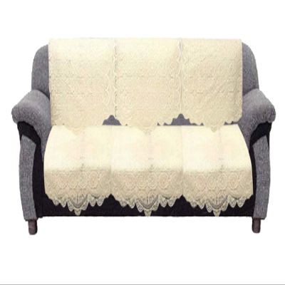Heart Home CTHH03064 -Circle Design Cotton 3 Seater Sofa Cover (Cream, Standard) 2 Piece