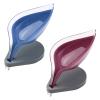 ODIZLI Leaf Shape Soap Box Self Draining Bathroom Soap Holder, Leafology Decorative Drainage Plastic Soap Dish, Bar Soap Holder with Draining Tray 2Pack view 1