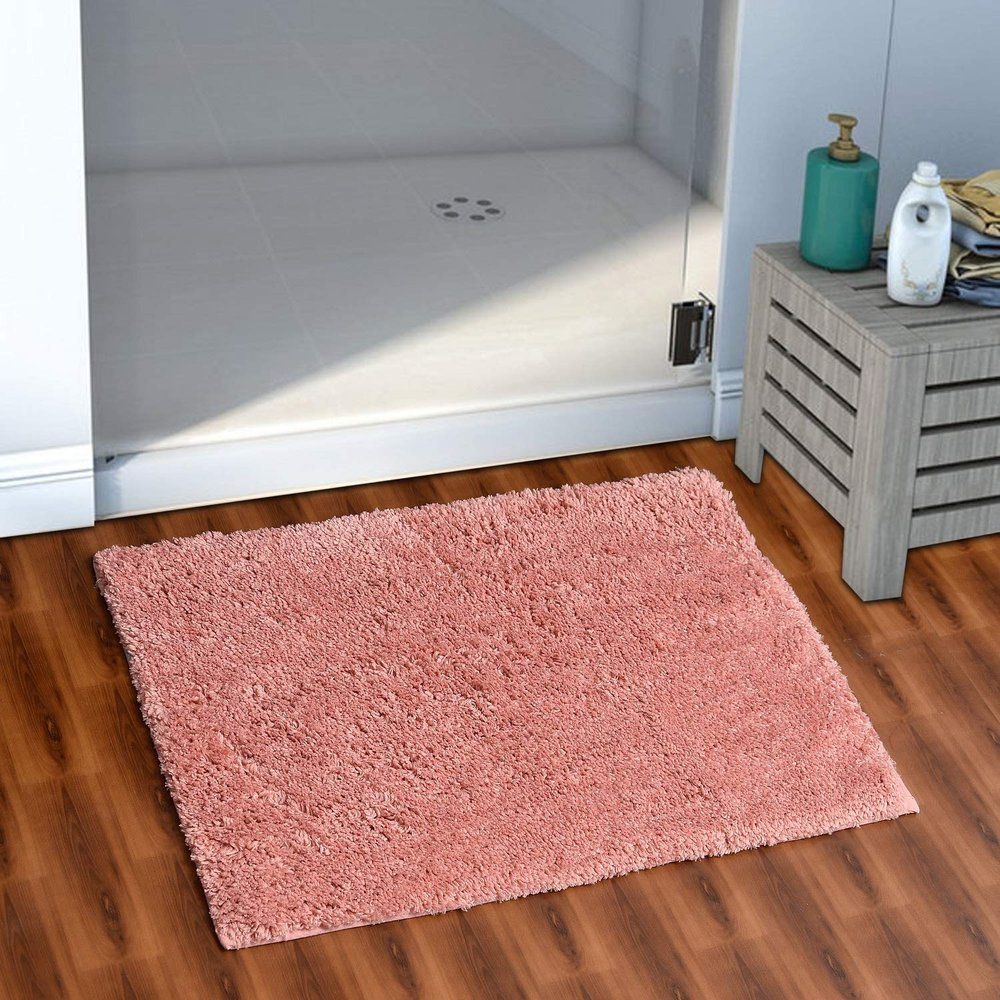 AEROHAVEN Solid Modern Bath Mat (Peach, Microfiber, 50 cm x 80 cm)