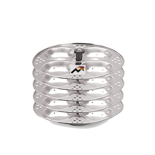 Aashita Shoppe Stainless Steel 5 Plate Medium Size Idly Maker/Idly Stand | Idli Steamer (5 Plates, Makes 20 Medium idli's at Once)