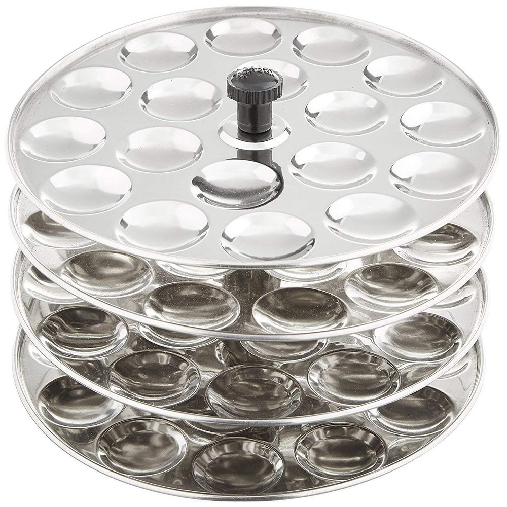 Aashita shoppe 4 Plates Stainless Steel round Idly Stand/Idly Maker Makes 72 mini Idly at Once. (4 Plate mini Idli) (round mini idli 4 plate)