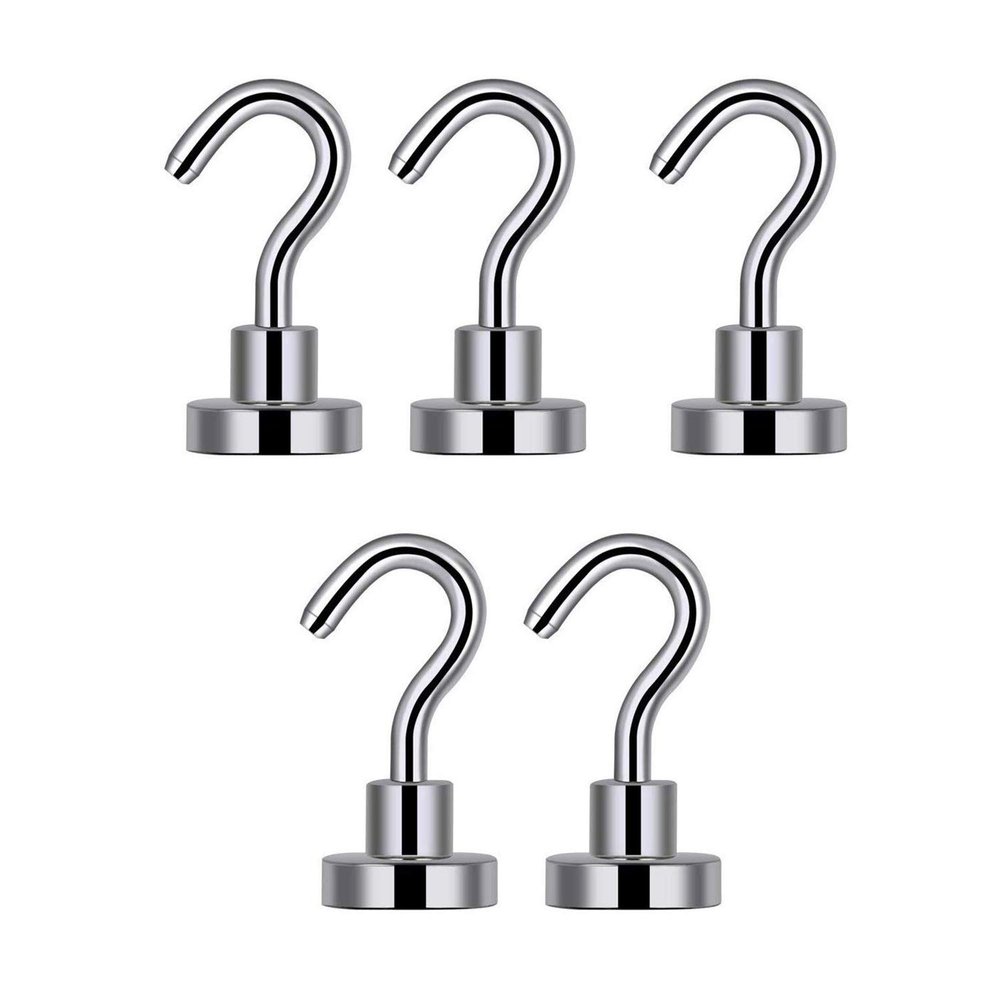 Lifekrafts Magnetic Hooks  Pack of 5 (3.5cm) | Heavy Duty Neodymium Magnets for Hanging Towels, Keys, Masks, Grill, Office, Kitchen, Home, Garage | Strong Multi-Purpose Hook Holders