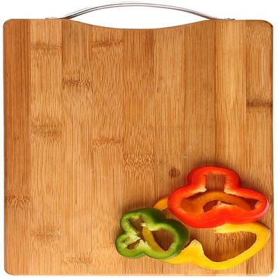 KitchenFest 26cm x 36cm Size Premium Natural Wood/Bamboo Kitchen Chopping Board with Handle (Beige, Pack of 1)
