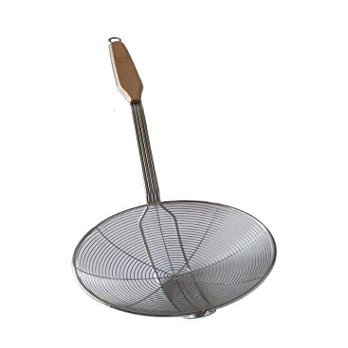 MARWALL Wooden Handle Stainless Steel Wire Skimmer-18cm
