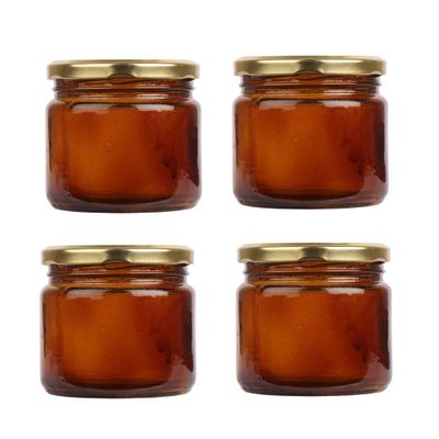Pure Source India Amber Glass Jar, with Airtight Cap, Ideal to Store Safe Your Medicine, Set of 4 Pcs.