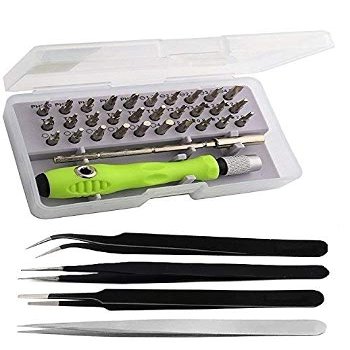 Wroughton 32 In 1 Mini Screwdriver Bits Set For Laptop,Mobile,Computer Repairing Tools With 1 Stainless Steel Non Magnetic Tweezer- Straight & 3 ESD Non Magnetic Tweezers- Straight, Flat & Curved