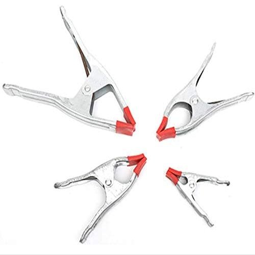 DIY Crafts *Pack Of 4 Pcs, Metallic Silver, Mix Size 4 Pcs Metal Spring Clamps Rubberized Clamp Spring Metal Jaw Opening, for W(*Pack Of 4 Pcs, Metallic Silver)
