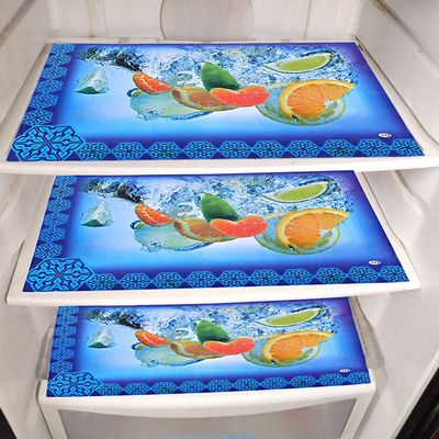 Dakshya Industries Set of 3 Reversible Fruits Multipurpose mats/Fridge Mats (Multicolor, Size: 45X30 cm)