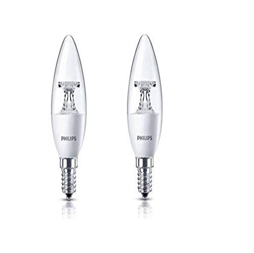Philips E14 Clear Candle 400-Lumen Decorative Wall Lights (4W, Pack of 2, Warm White)