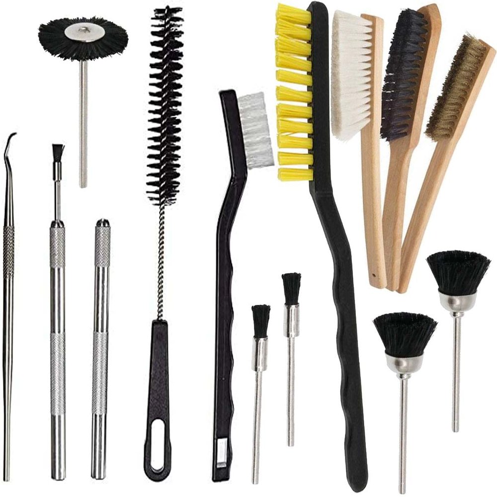 DIY Crafts 15x, Multi, Brushes Different Shapes Ergonomic Wood,Nylon,Metal Handles Organizing Cleaning Maintainance for Drill Machines Engines Floor Corners Jets Car Automot(15x, Multi)