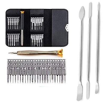 Wroughton 25 in 1 Precision Screwdriver Set Multi Pocket Repair Tool Kit with Black Leather Bag for Mobiles|Laptops|Electronics With Set of 3 Metal Openers for Mobile Phone and Gadget Repairing Supporting Tools