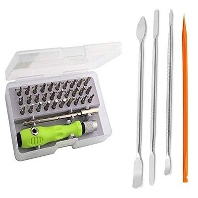 Wroughton 32 In 1 Mini Screwdriver Bits Set With Magnetic Flexible Extension Rod For Home Appliance,Laptop,Mobile,Computer Repairing Preparations With 1 Plastic Spudger Stick for Mobile Dissembling Tool and Set of 3 Metal Openers for Mobile Phone and