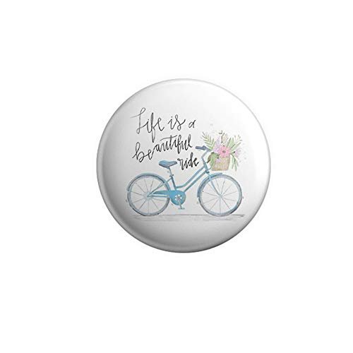 AVI White Fridge Magnet with Positive Quotes Life is a Beautiful Ride Design Metal Regular Size 58mm MR8001164