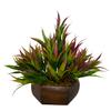 DecoreBugs Artificial Bamboo Leaves Plant with Wooden Pot (Purple, 1 Piece) view 1