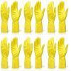 Seebuy Reusable Safety Garden Sanitation Cleaning Waterproof Rubber Gloves for Dish Kitchen Platform Washing; Home Kitchens for Men Women Unisex (Yellow; Free Size) - 6 Pairs view 1