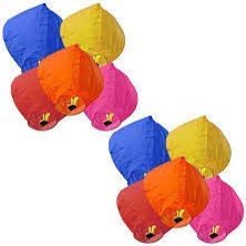 Life's Better Paper Flying Sky Lantern with Fuel Wax Block Candle (Multicolour, 70 X 50 Cm, Pack of 10)