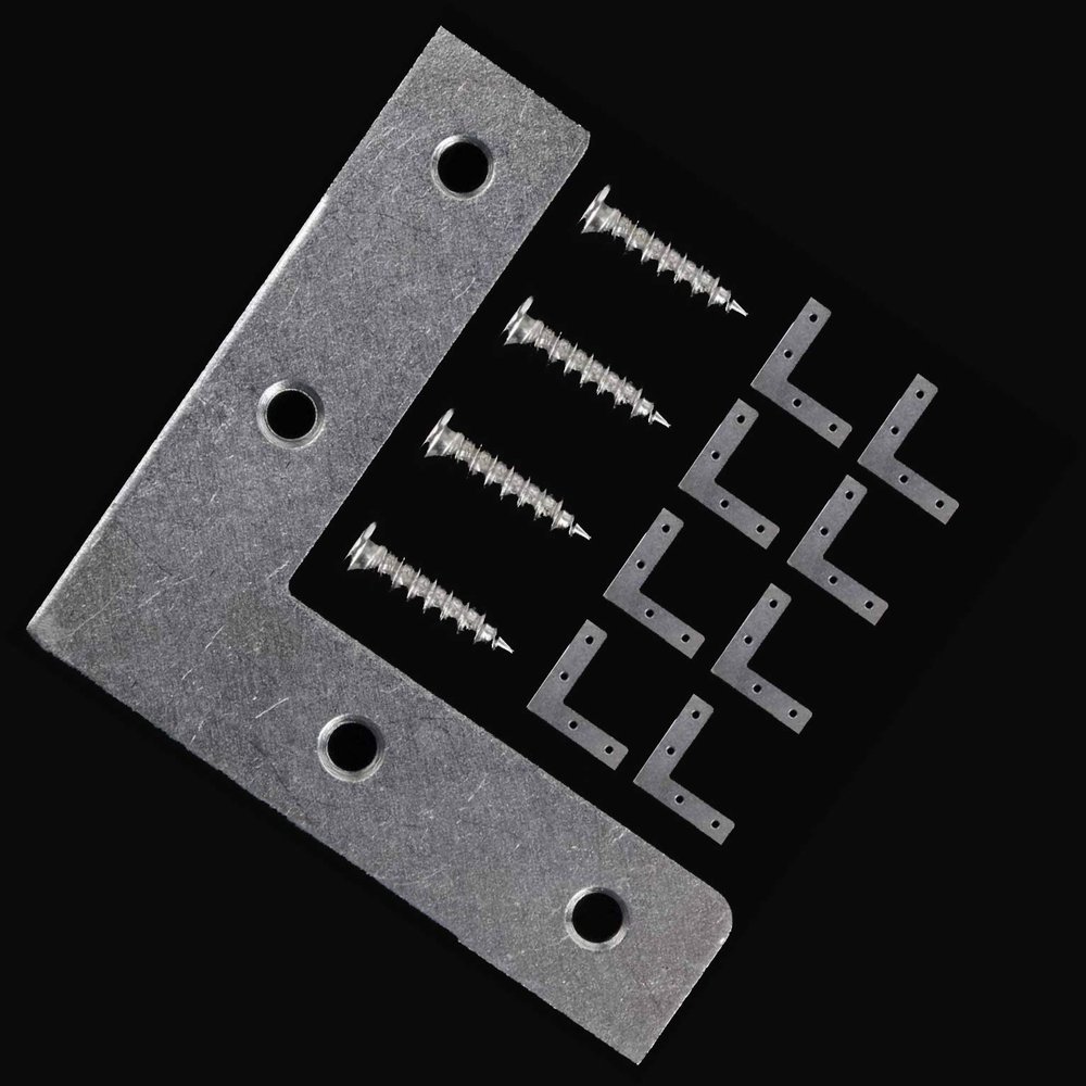 DIY Crafts Pack of 12 Pcs, Silver + Screw, Flat Metal Corner Braces 2.5 Joining Fixing Angle Plate Shelf Brackets & Supports F(Pack of 12 Pcs, Silver + Screw)
