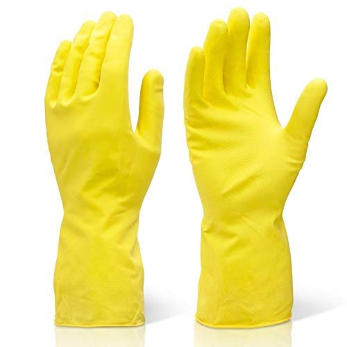 RICHBELLS 10 Pair REUSABLE LATEX RUBBER HAND GLOVES for Household/Kitchen/Washing/Chemical